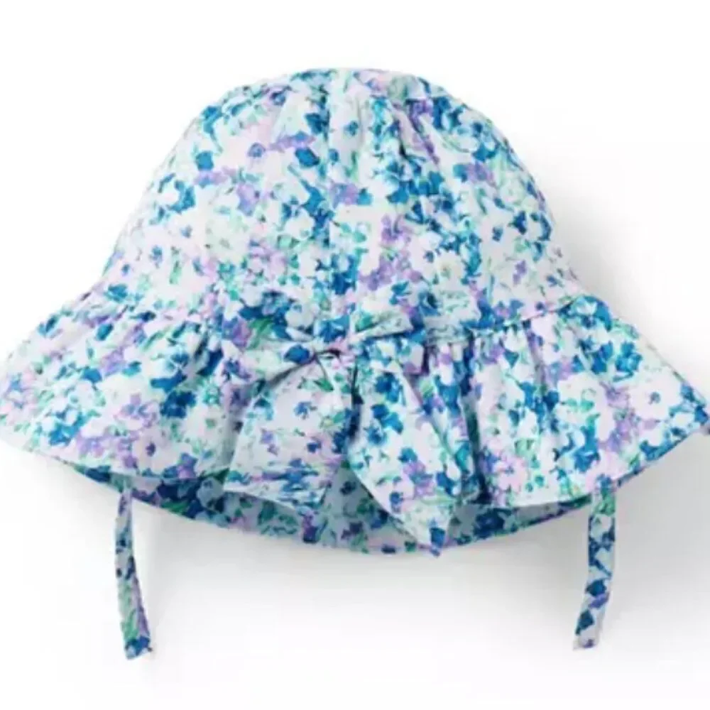 Janie and Jack 100049352 Beau Baby Floral Bow Sun Hat size 0-3 m